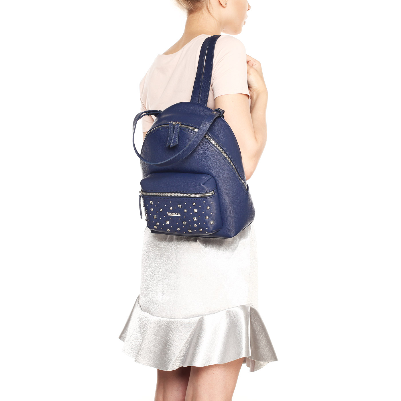 Синий рюкзак из натуральной кожи Marina Creazioni 