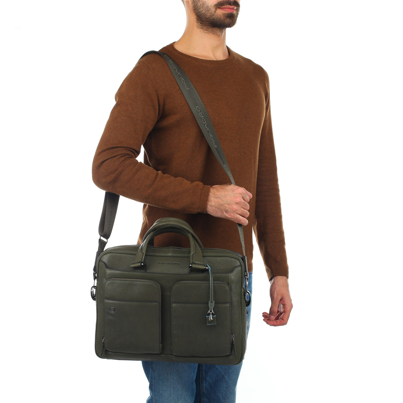 Мужская деловая сумка с карманом для зонта Piquadro Black square