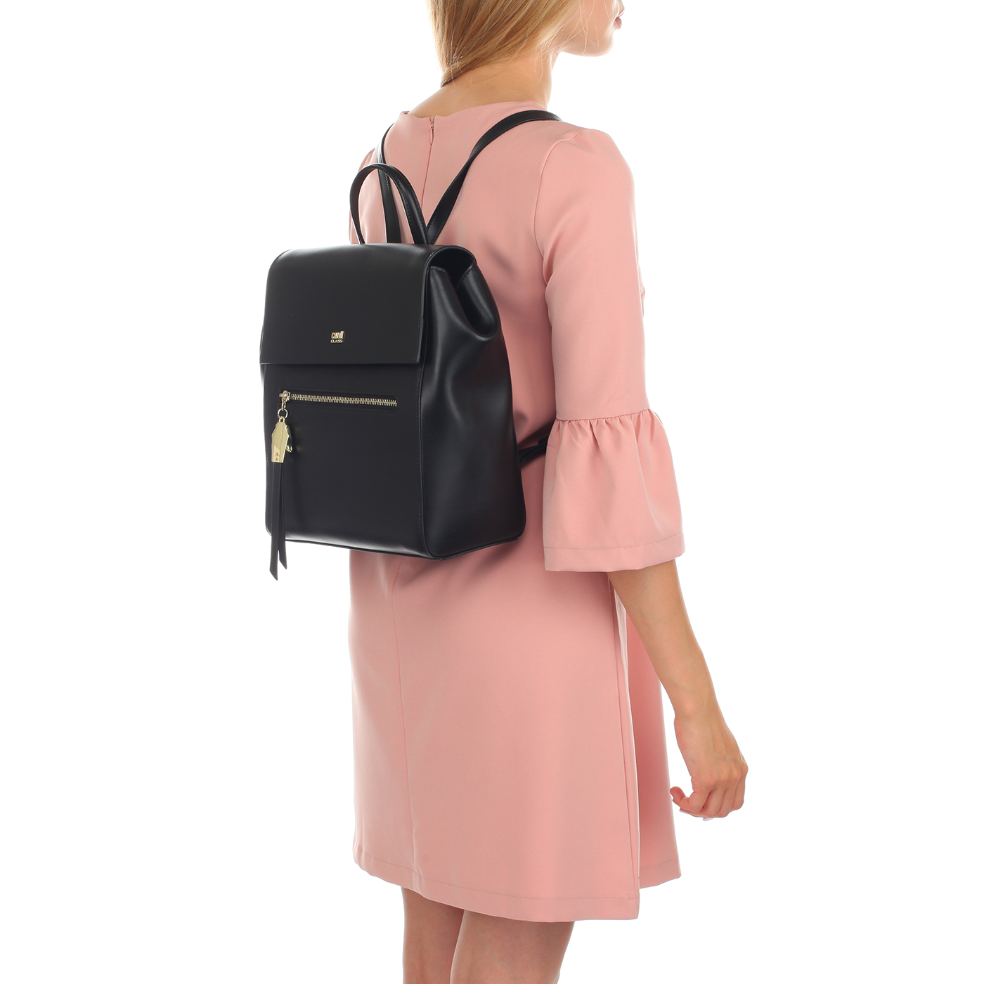 Черный женский рюкзак с откидным клапаном Cavalli Class Brigitte