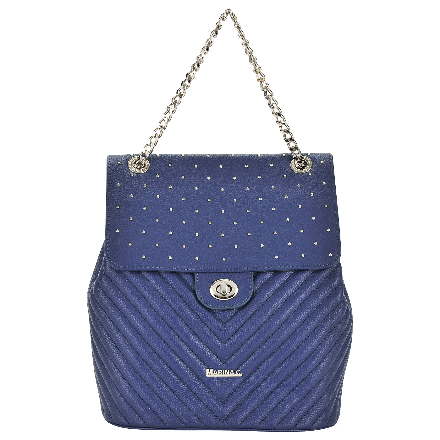 Marina Creazioni Кожаный стеганый рюкзак синего цвета