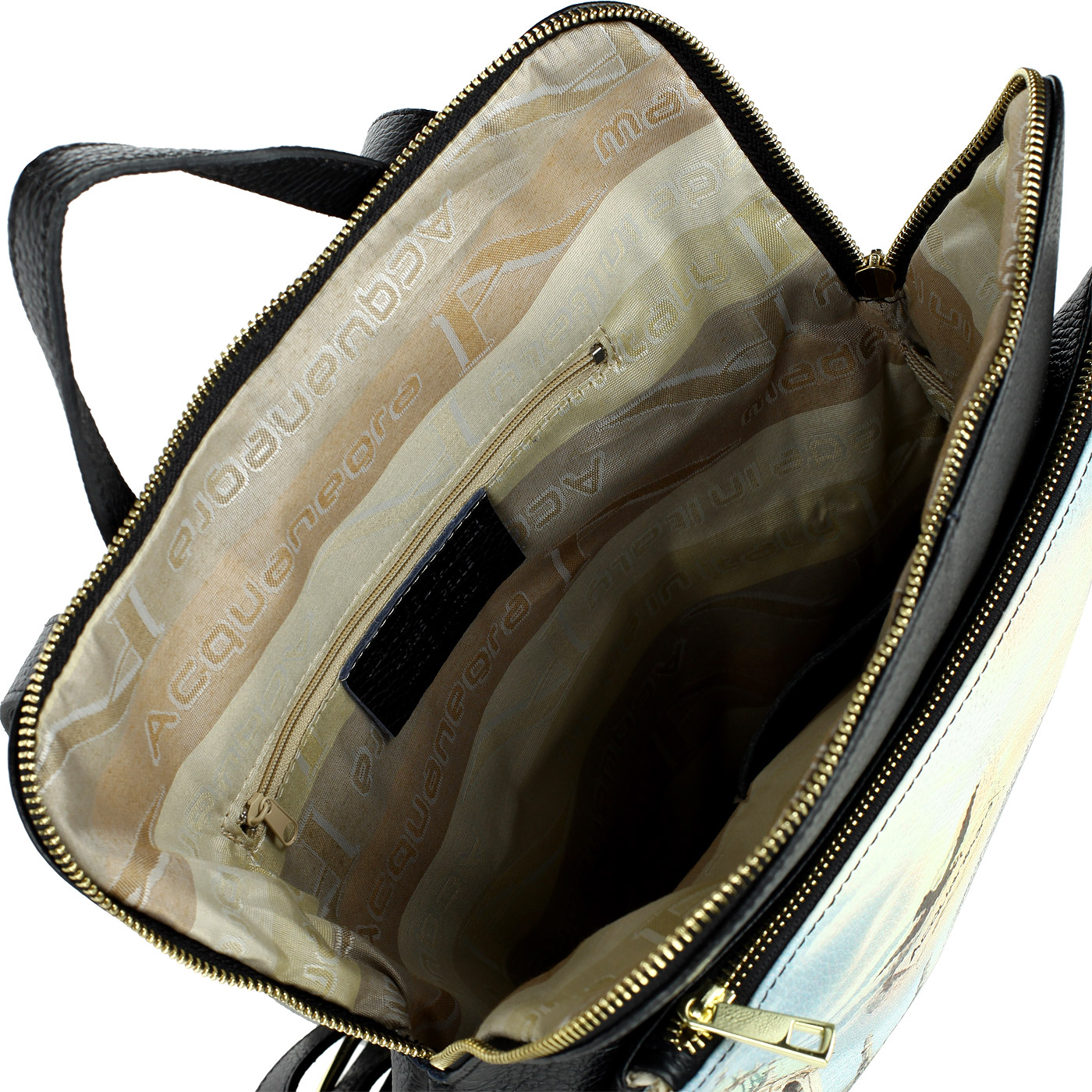 Женский кожаный рюкзак с принтом Acquanegra Como